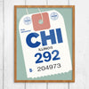 Chicago Luggage Tag 11 x 14 Print