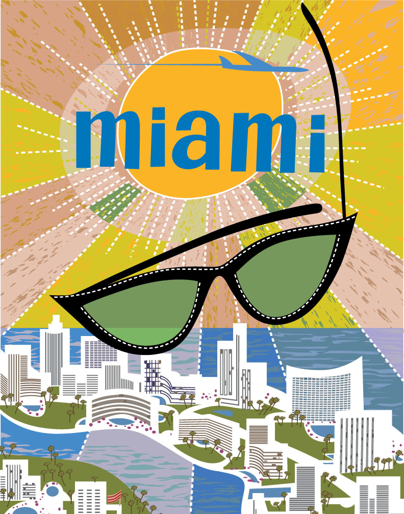 Miami Beach Sunglasses Travel Poster Magnet