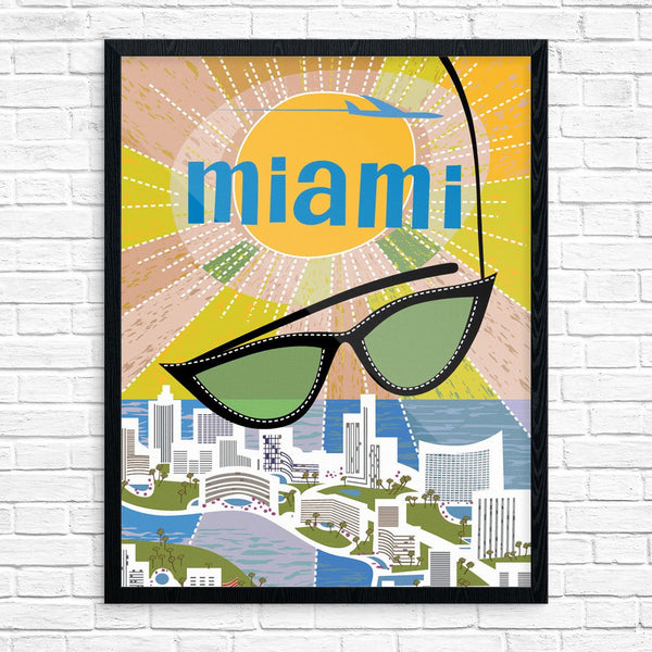 Miami Beach Sunglasses Travel Poster Print