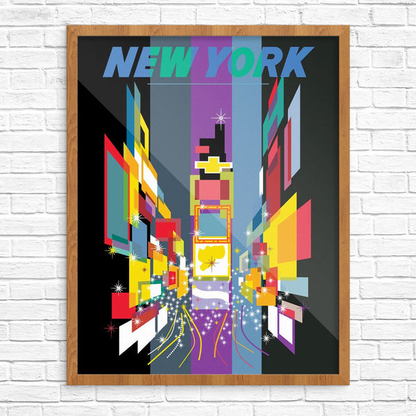 New York Times Square at Night Vintage Travel Poster Print