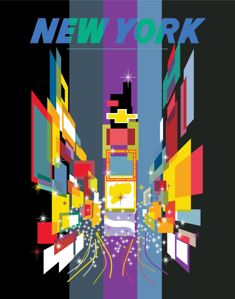 New York Times Square at Night Vintage Travel Poster Magnet