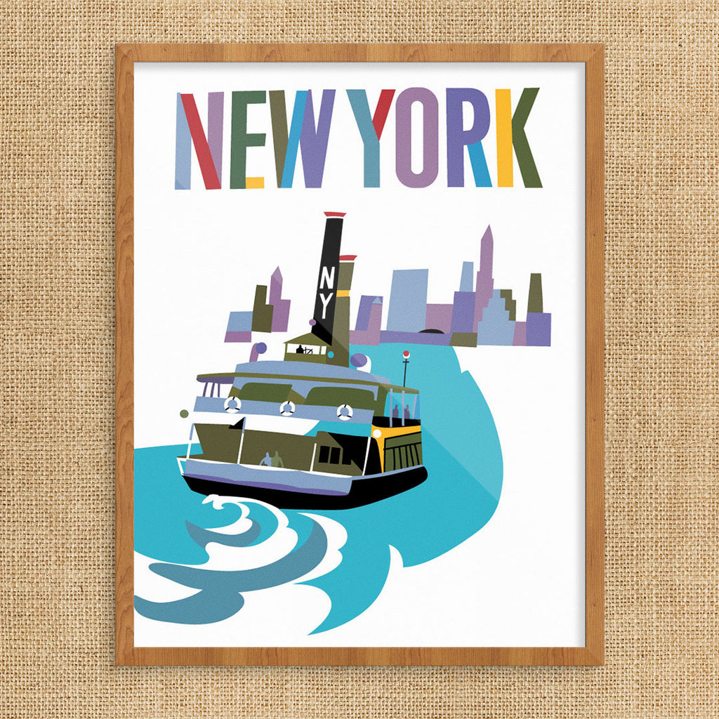New York Staten Island Ferry & Skyline 11 x 14 Print