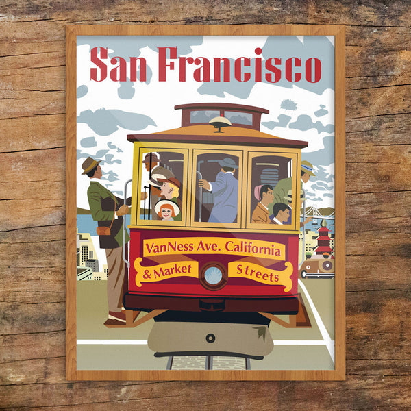 San Francisco Van Ness Ave Cable Car 11 x 14 Print