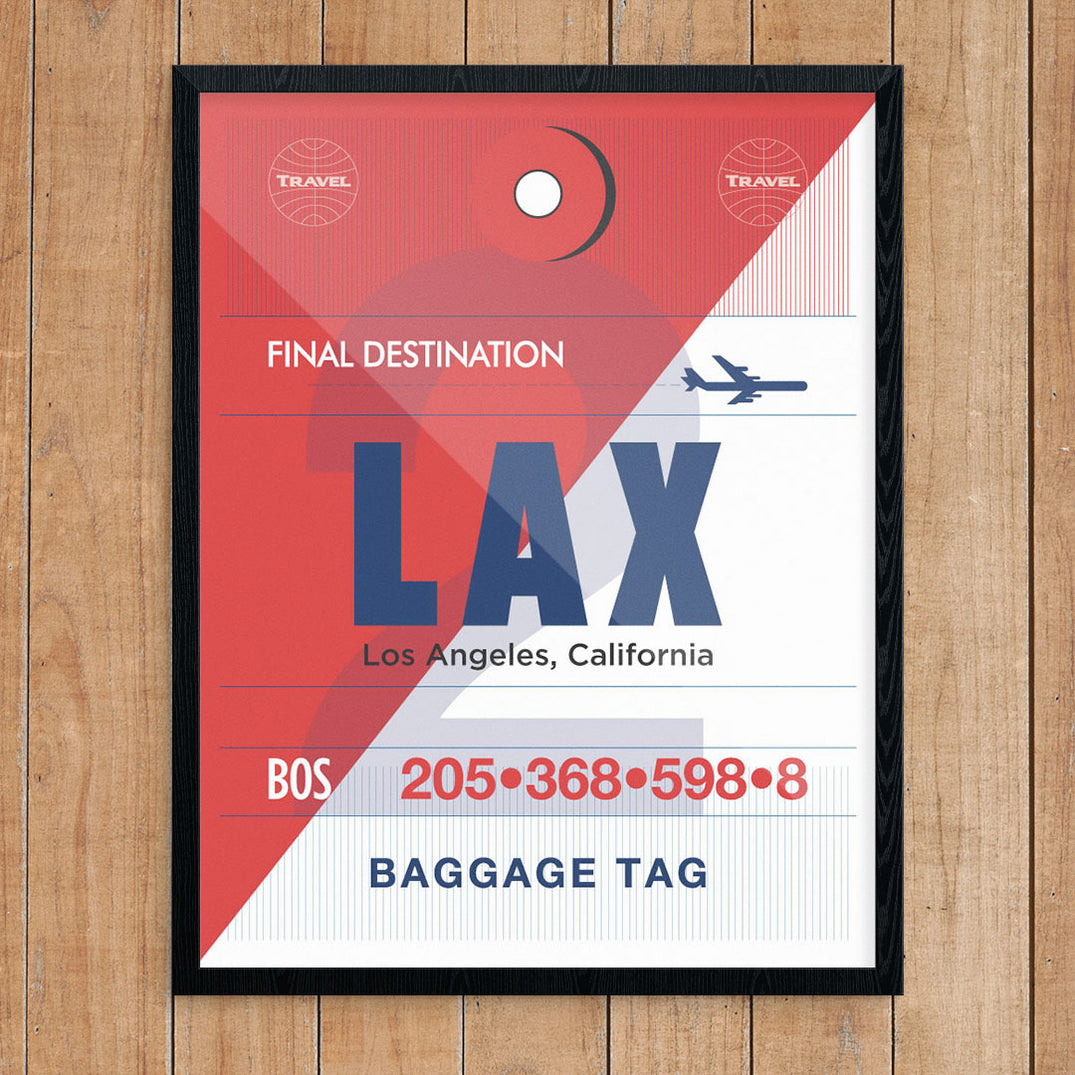 LAX Luggage Tag Poster Print Fridgedoor