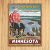 Minnesota Paul Bunyan Land of 10,000 Lakes Travel Poster Print