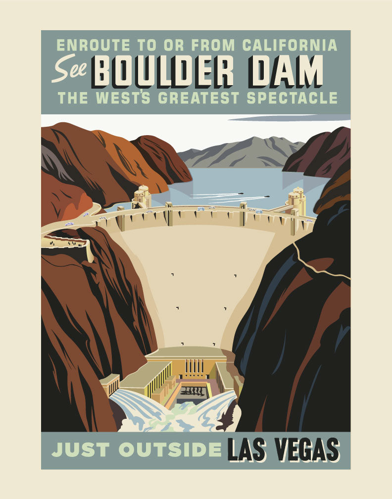 See Boulder Dam Vintage Travel Poster Magnet