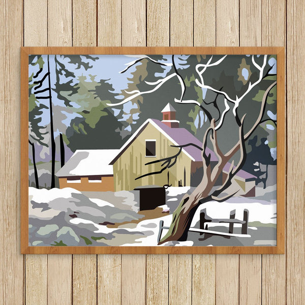 Paint By Number Snowy Barn Print
