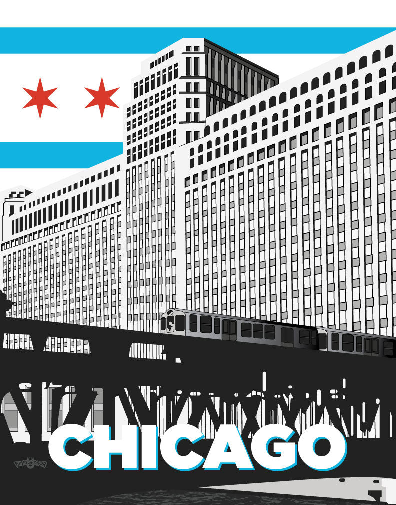 Chicago Merchandise Mart & Train Magnet