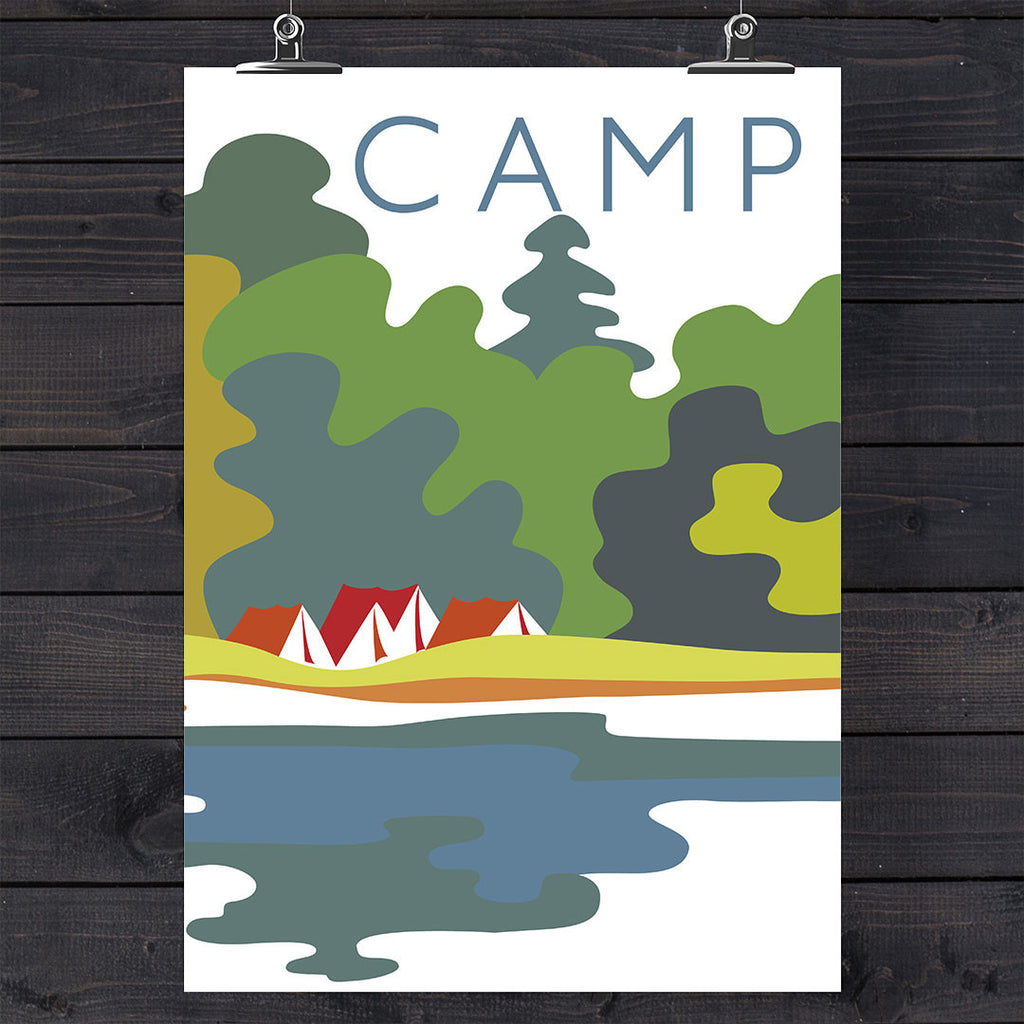 Camp Colorful Campsite 11 x 14 Print