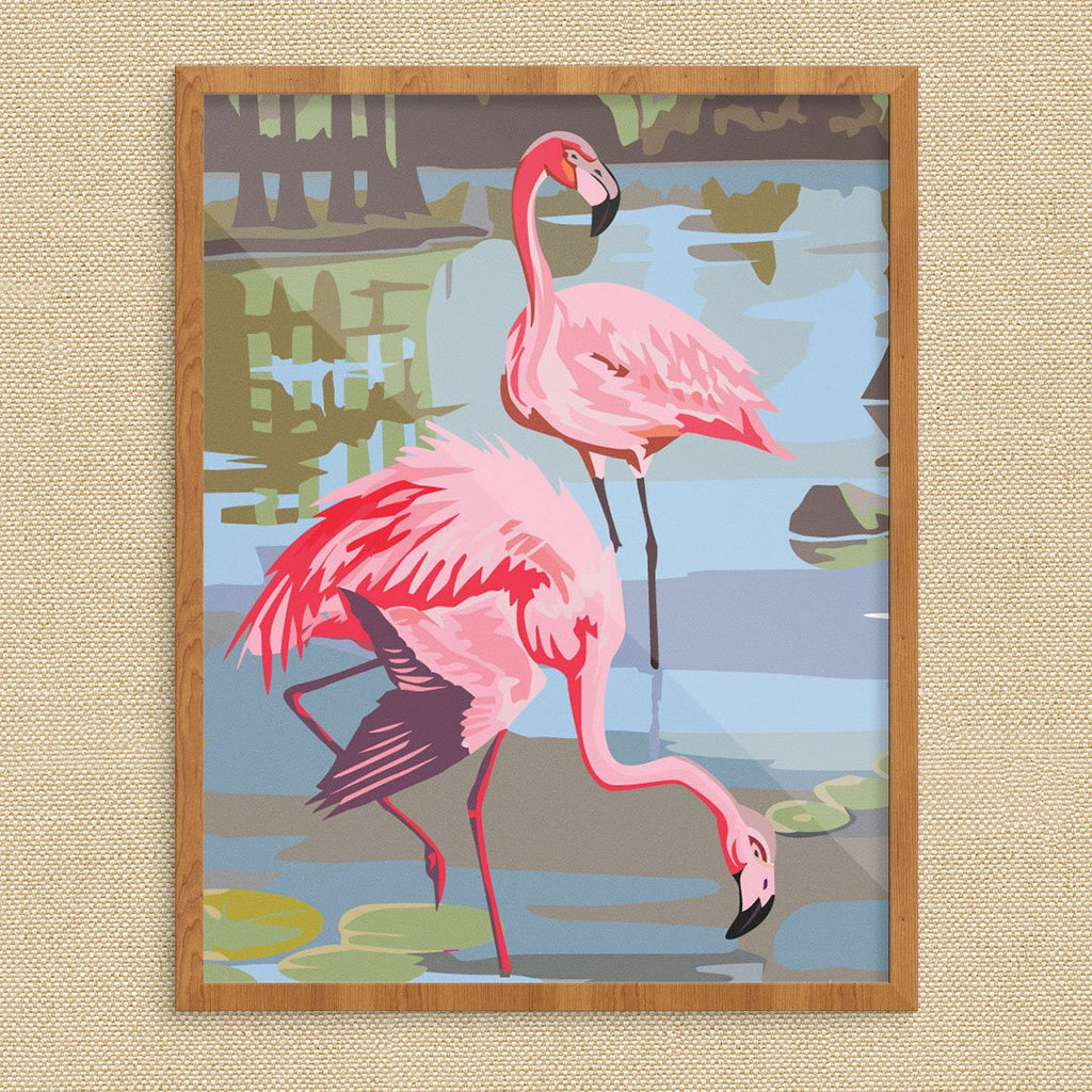 Paint By Numbers Pink Flamingos Finished Print