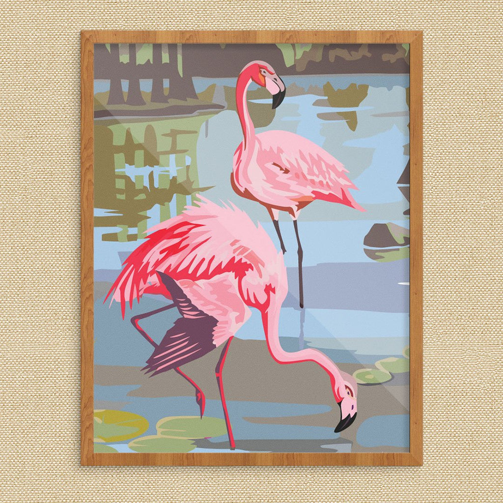 Paint bBy Numbers Pink Flamingos Print