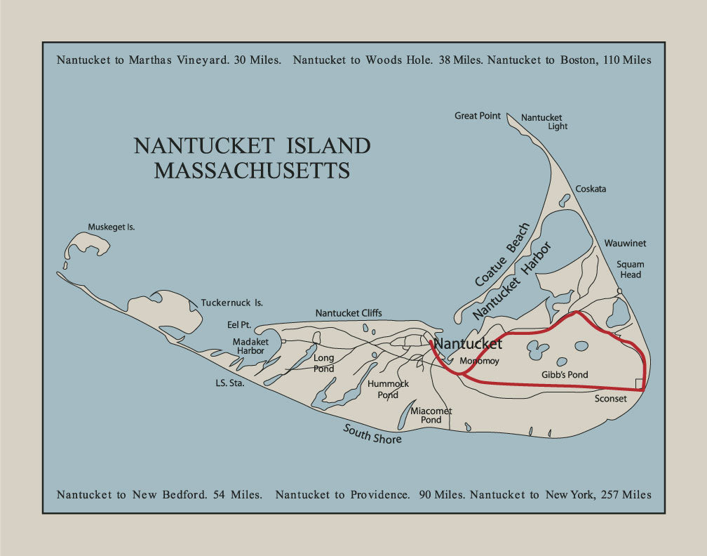 Nantucket Island Vintage Map Magnet