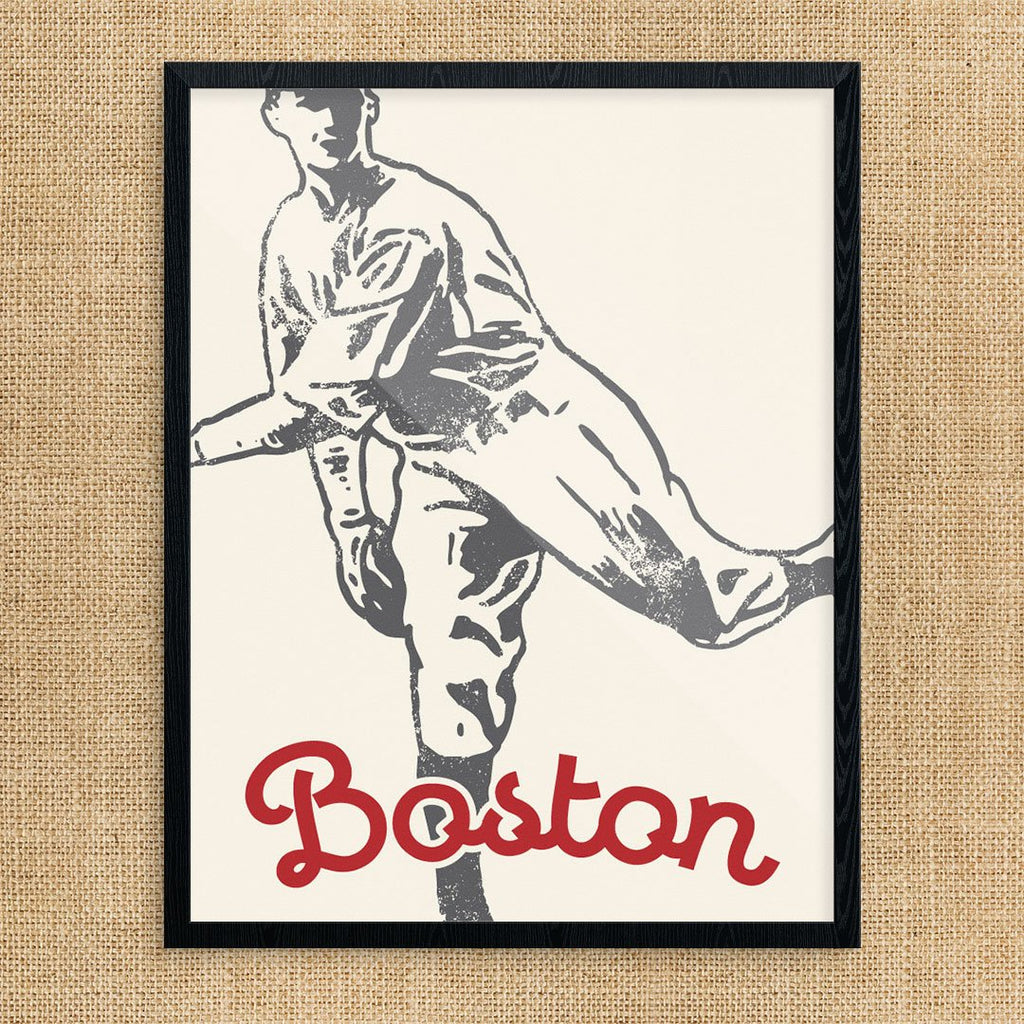 Boston Retro Baseball Player Print