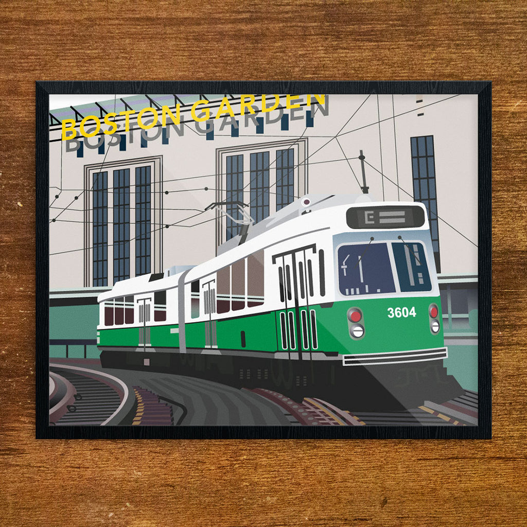 Old Boston Garden & Green Line Train 11 x 14 Print