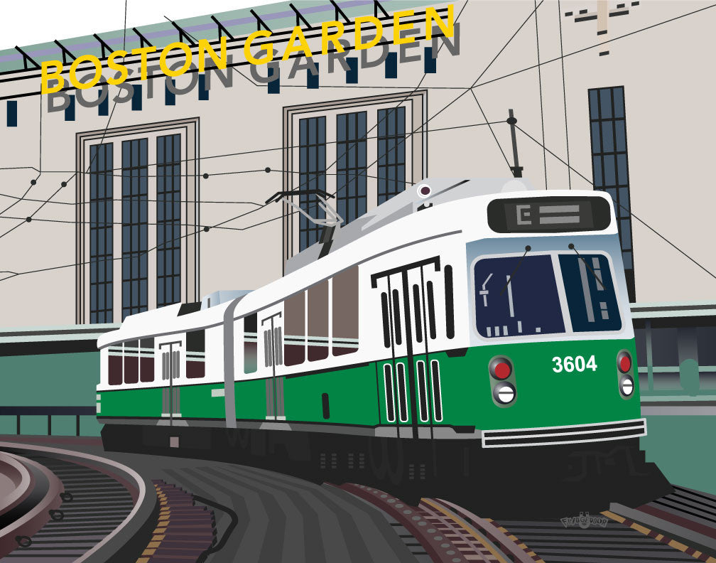 Old Boston Garden & Green Line Train Magnet
