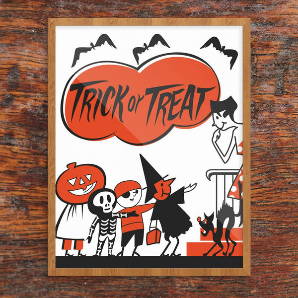 Trick Or Treaters at The Door Print