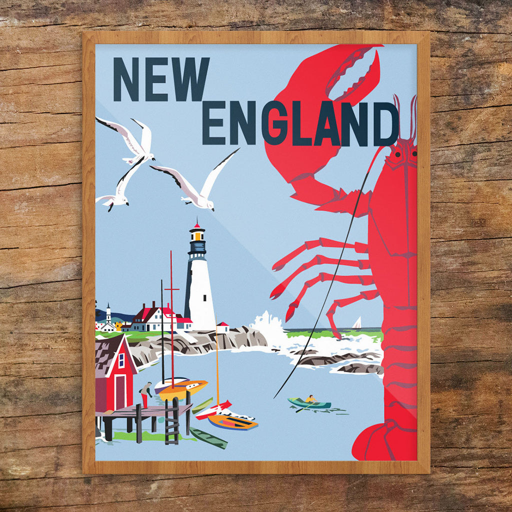 New England Lobster & Seaside 11 x 14 Print