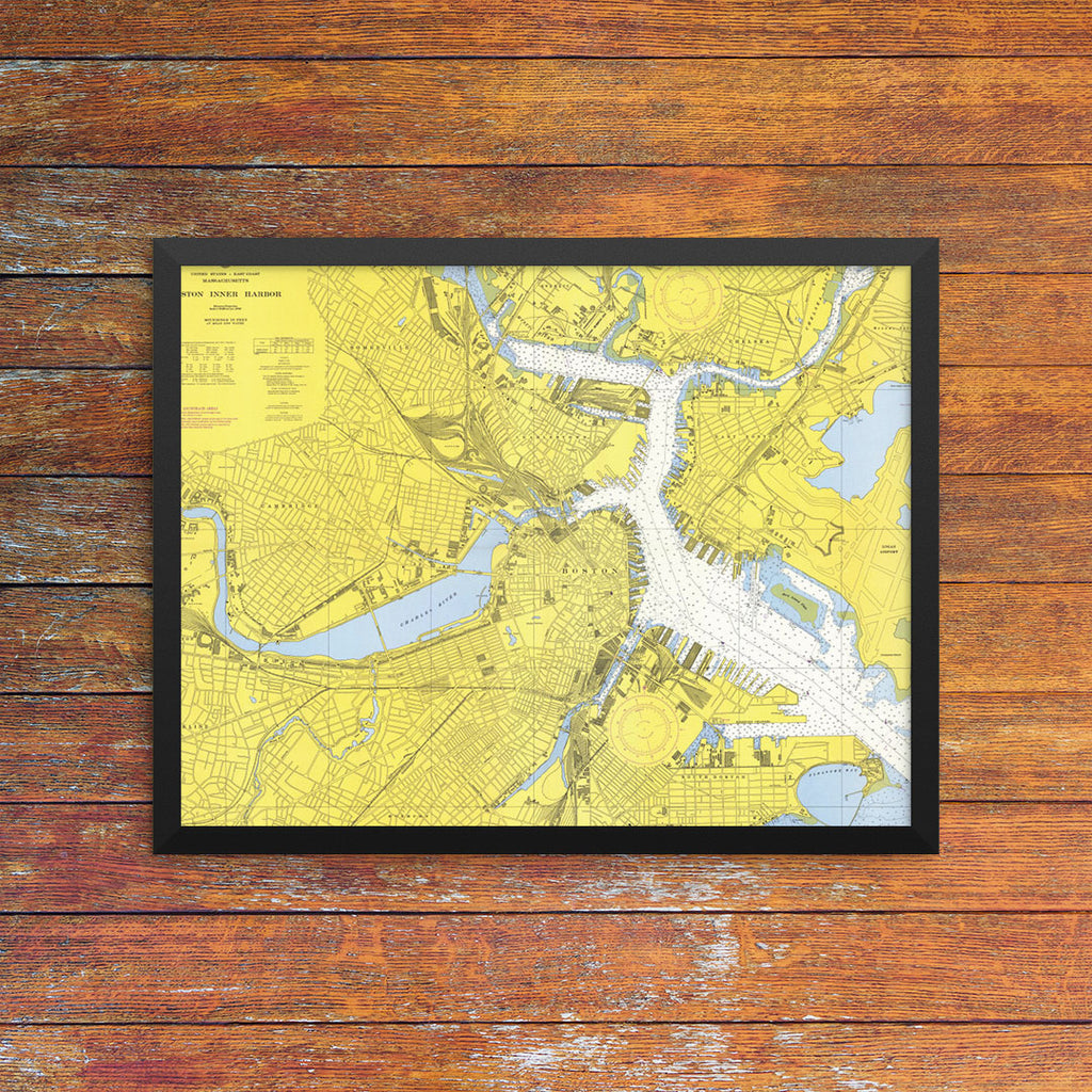 Boston Inner Harbor Nautical Chart 11 x 14 Print