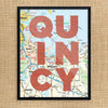 Quincy MA Map Print