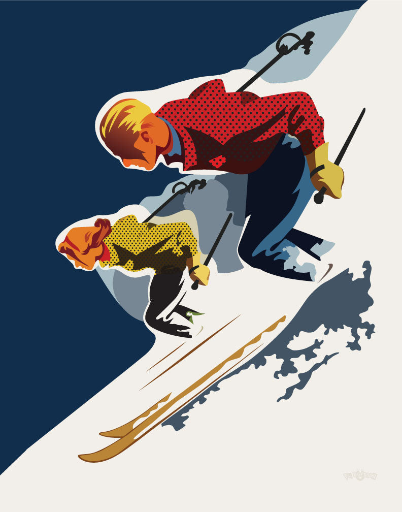 Skiing Couple Magnet