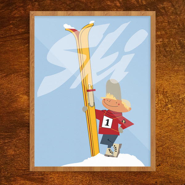 Happy Boy and Ski's  11 x 14 Print