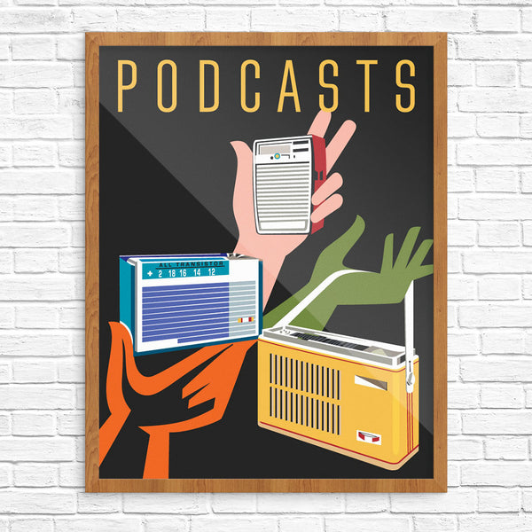 Podcasts Transistor Radios 11 x 14 Print