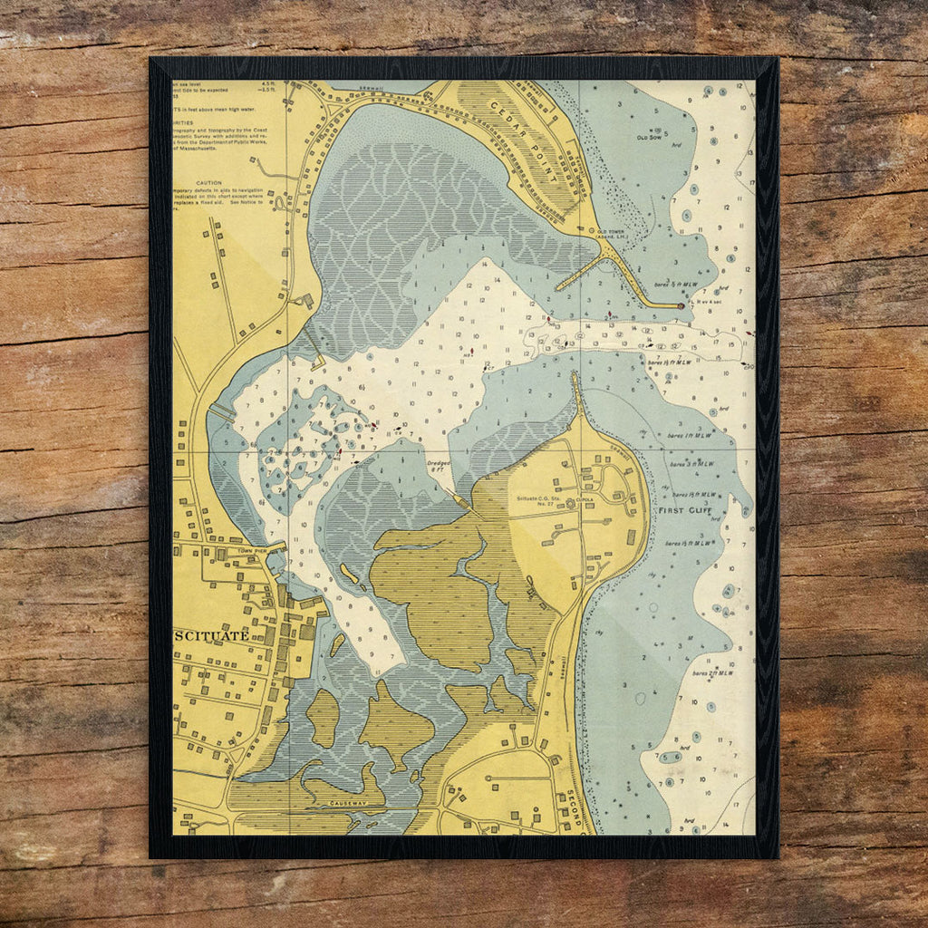 Scituate Harbor Nautical Chart 11 x 14 Print