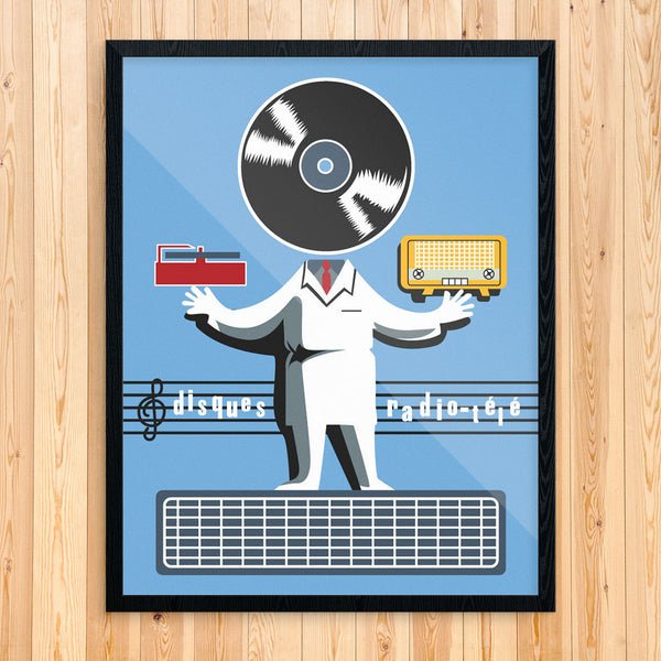 Disques  LP & Radio Man 11 x 14 Print