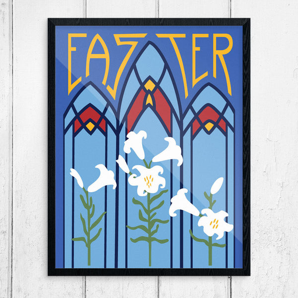 Easter Lillys and Stained Glass Print