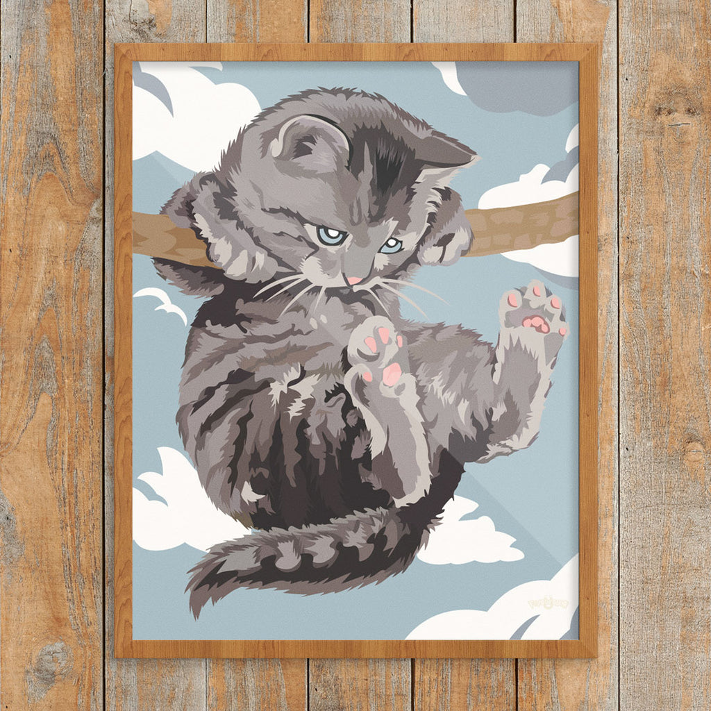 Hang In There Cat Paint By Number Finished Print – Fridgedoor