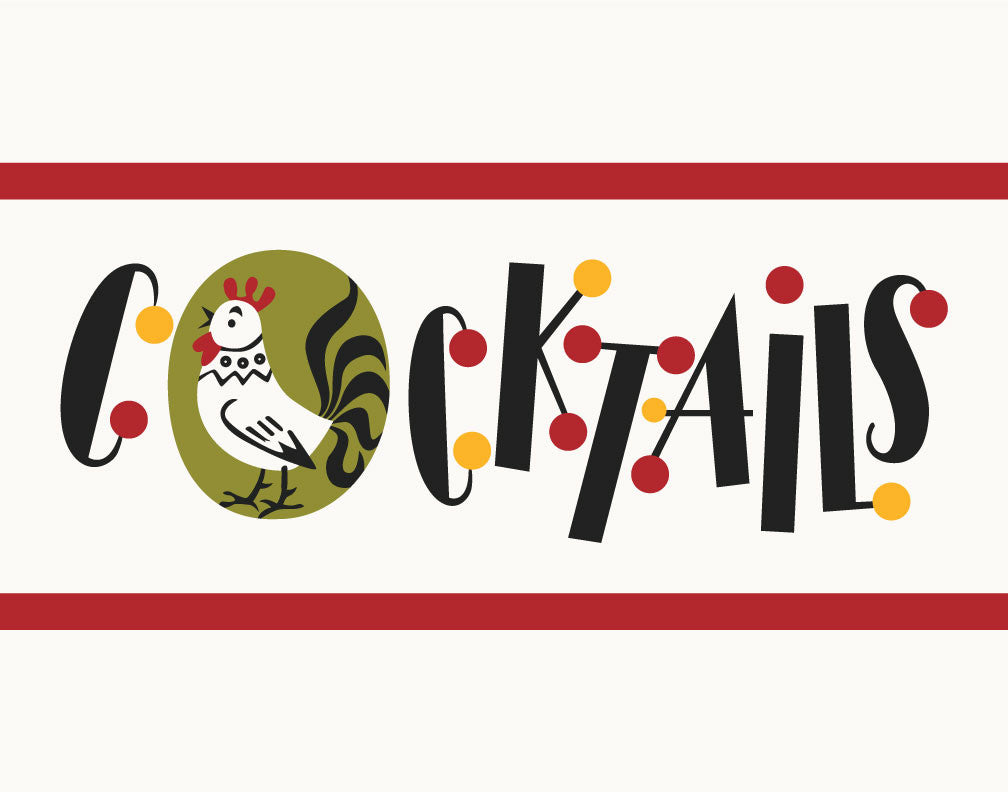 Cocktail Dots & Rooster Magnet