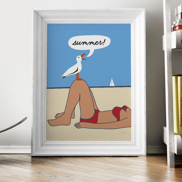Summer! Seagul & Sunbather 11 x 14 Print