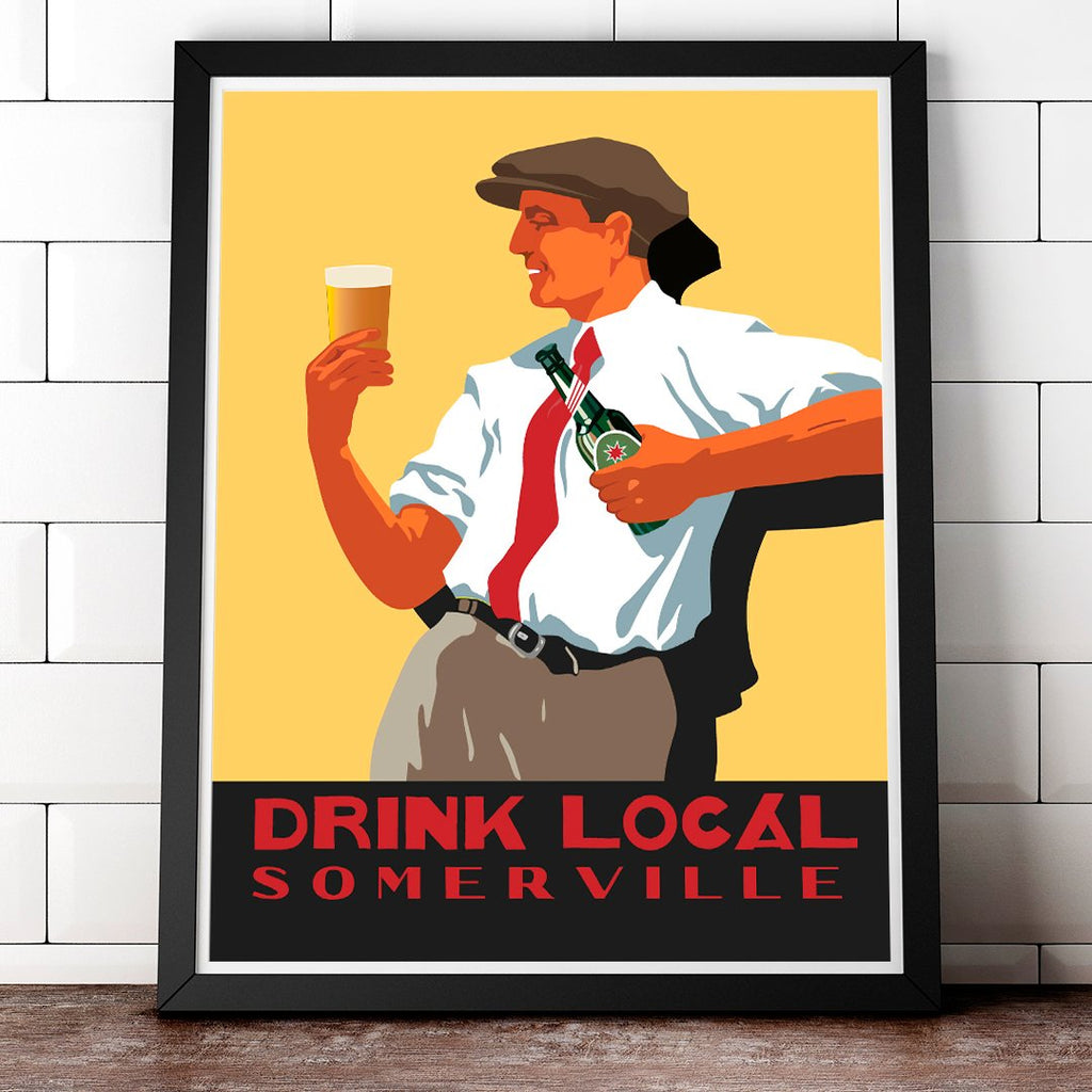 Scally Cap Drink Local Somerville 11 x 14 print