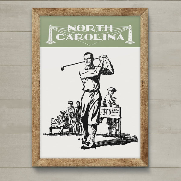 Vintage North Carolina Golfer 11 x 14 Print