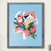 Merry Christmas Santa & Gift Box Print