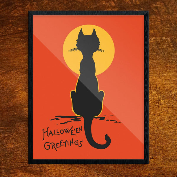 Halloween Greetings Cat & Moon Print