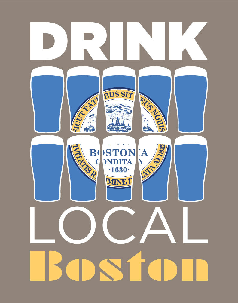 Drink Local Beer Glasses Boston Magnet