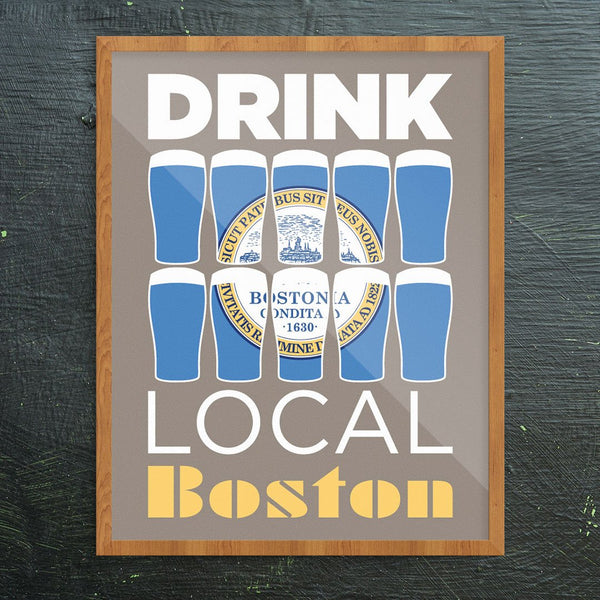 Drink Local Beer Glasses Print