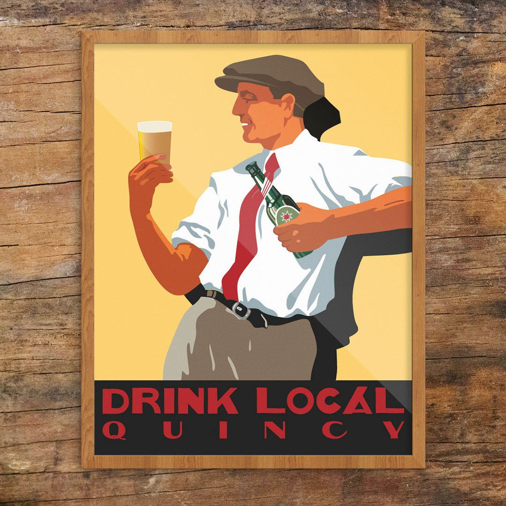 Scally Cap Guy Drink Local Quincy Print
