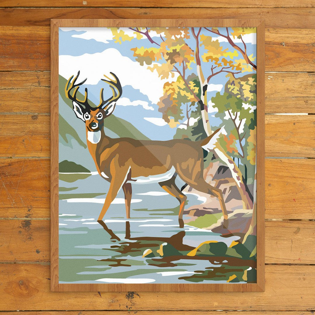 Paint by Number Deer & Lake Finished Print 11 x 14 Print