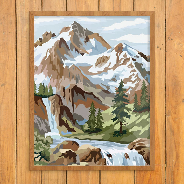 Paint By Number Snowy Mountain Scene Print