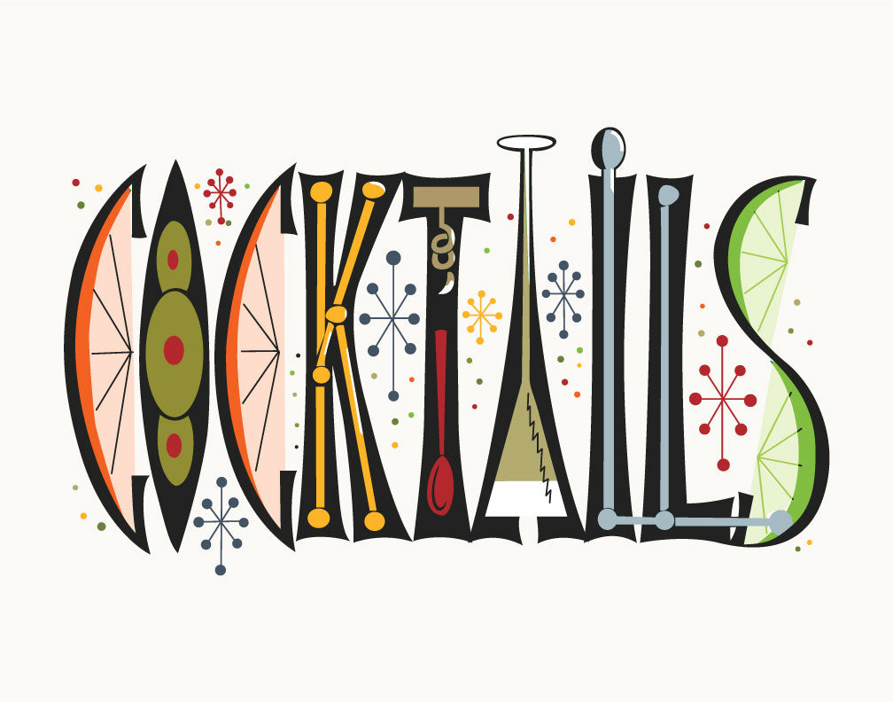 Cocktails Retro Print Magnet