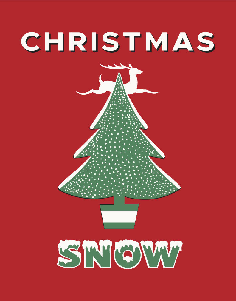 Christmas Snow Retro Print Magnet