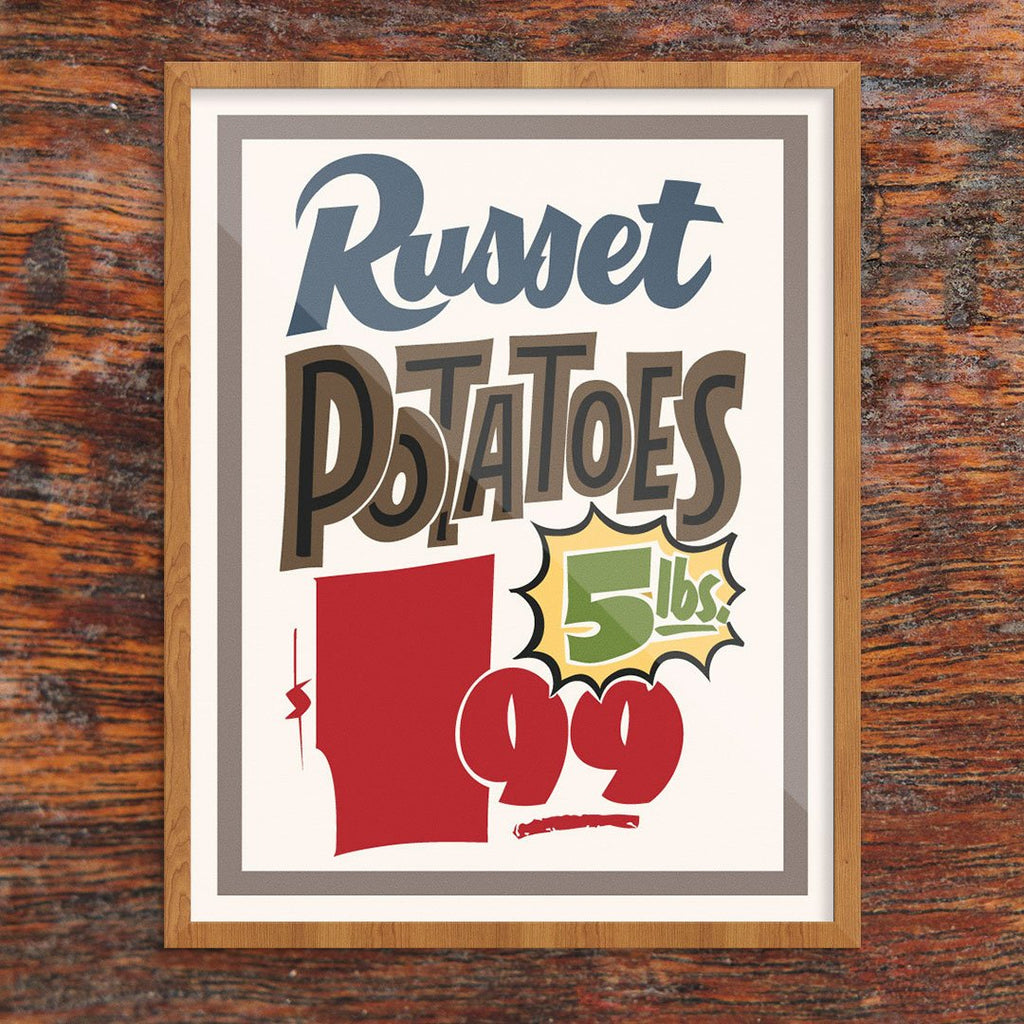 Russet Potatoes Supermarket Sign Print