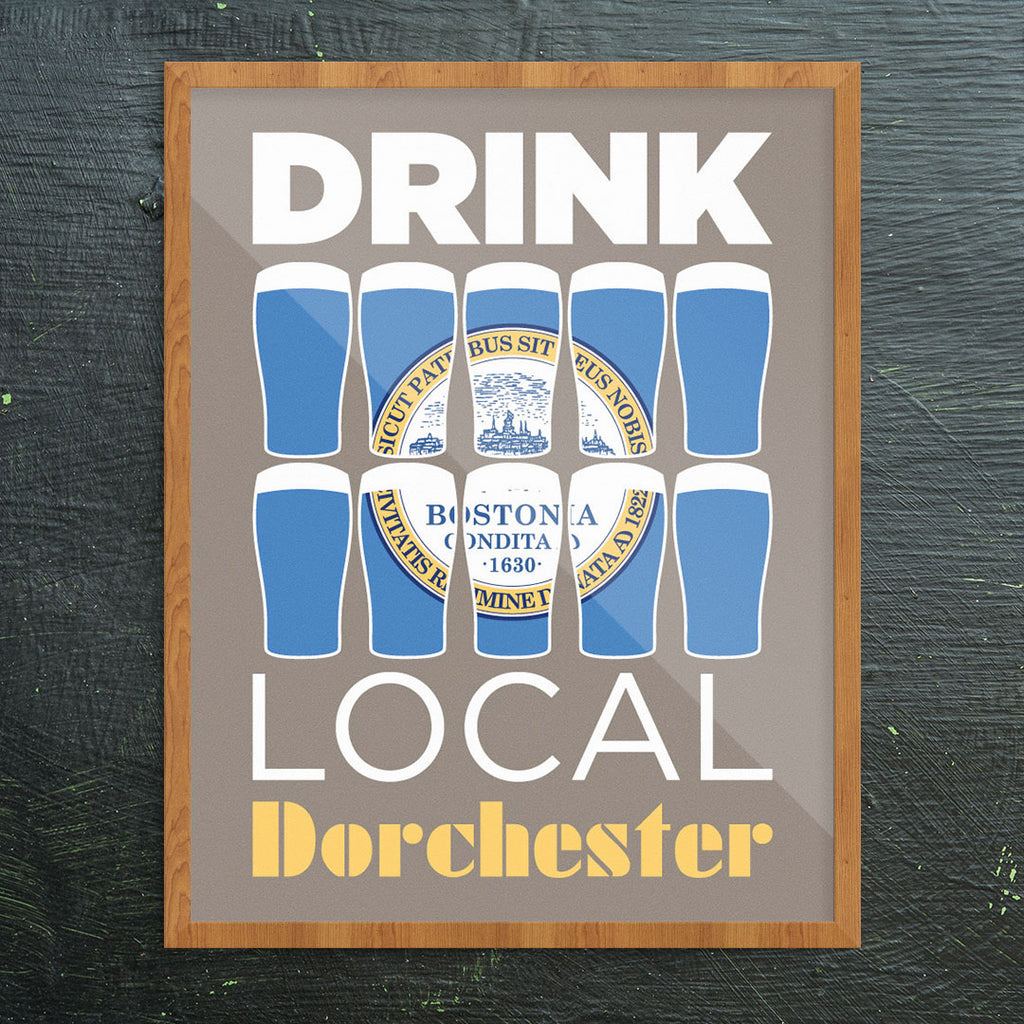 Drink Local Beer Glasses Dorchester 11 x 14 Print