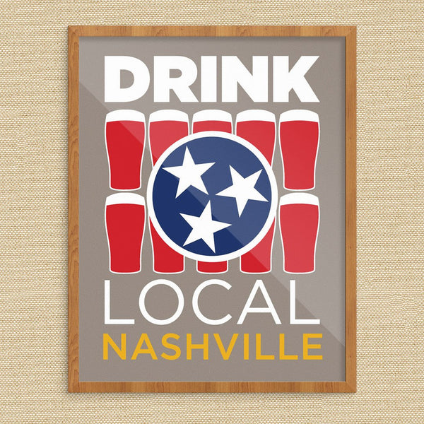 Drink Local Glasses Nashville Print