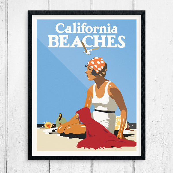 California Beaches Vintage Print
