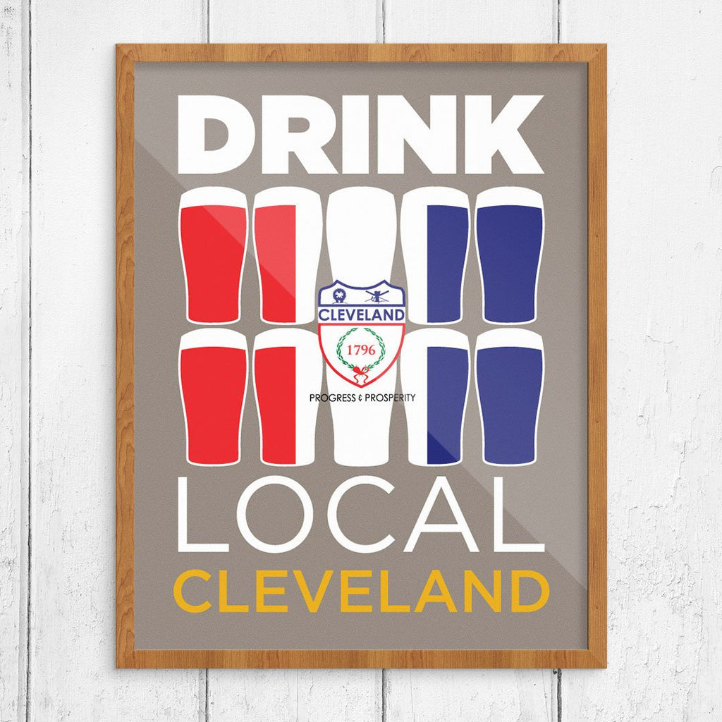 Drink Local Glasses Cleveland Print