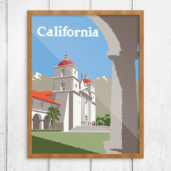 Southern California Mission Church Travel Poster Print