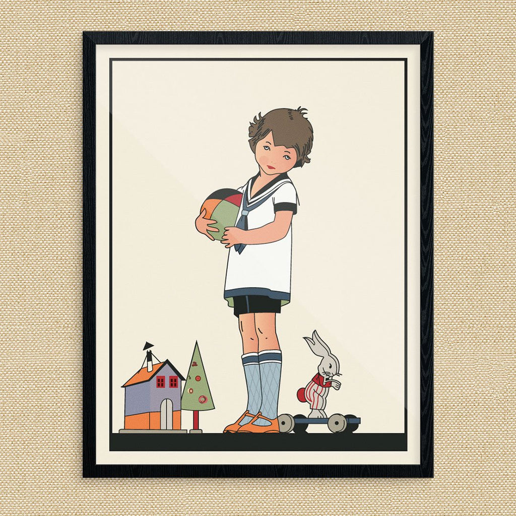 Sweet Little Girl & Her Toys Print